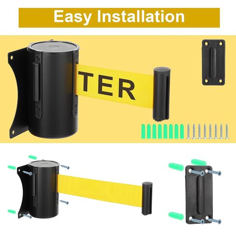 cobee 2 Pack Wall Mount Retractable Belt Barrier, 16 Ft Crowd Control Barrier with Steel Case Yellow Nylon Belt with "Caution: DO NOT Enter" Sign for Retail Office Home School in Kuwait