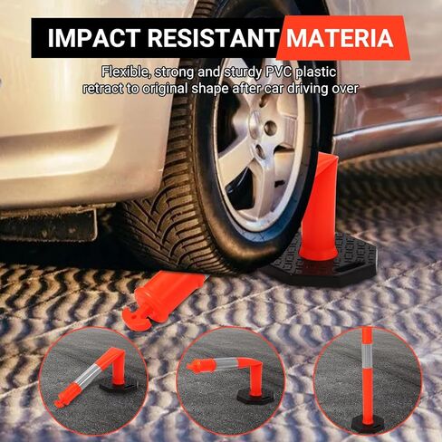Delineator Post with Base 6 Pack, KOKEBREN 45 Inch Portable Orange Traffic Delineator Posts Cones with Reflective Collars for Driving Practice and Construction Work in Kuwait