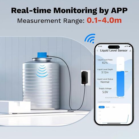 SCOTTSENSORS SC01W Smart Sensor Blue WiFi Ultrasonic Water Level Measurement IP66 Liquid Level Monitoring Sensor Controller Automatic Alarm Indicator in Kuwait