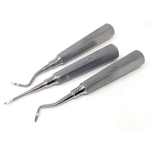 3 Pcs Dental Root Tip Heidbrink Elevators H1 Straight, H2 Left, H3 Right, Tooth Extracting Stainless Steel Elevator Set for Dentists Students Training Centers in Kuwait