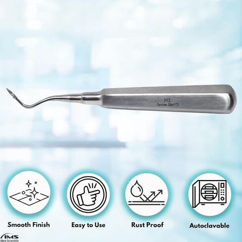 3 Pcs Dental Root Tip Heidbrink Elevators H1 Straight, H2 Left, H3 Right, Tooth Extracting Stainless Steel Elevator Set for Dentists Students Training Centers in Kuwait