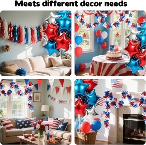 Foxtell 4th of July Patriotic Bike Decor Include USA Flags Tinsel Garlands Red White Blue Star Balloons Bike Ribbon Streamers and Paper Streamers Patriotic Bike Decor Set in Kuwait