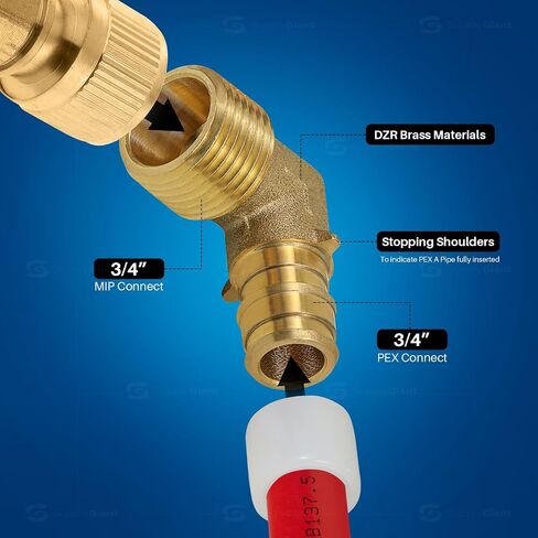 كوع ملولب 90 درجة Pex-A، 3/4 بوصة توسيع Pex x 3/4 بوصة MIP محول الكوع، بدون محول نحاسي F1960 للاستخدام في توصيل أنابيب Pex-A (عبوة من 5) in Kuwait