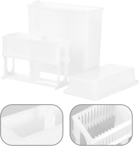 YARNOW Microscope Slide Staining Jar and Rack Set for Laboratory Use Heat Resistant Plastic Container with Slots Design White Slides Staining Holder Sturdy and Not Easily Damaged in Kuwait