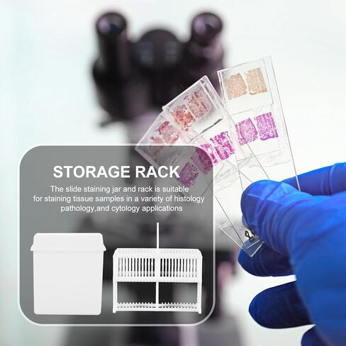 Ciieeo Plastic Microscope Slide Staining Jar with Slots Design and Heat Resistant Rack for Laboratory Staining in Kuwait