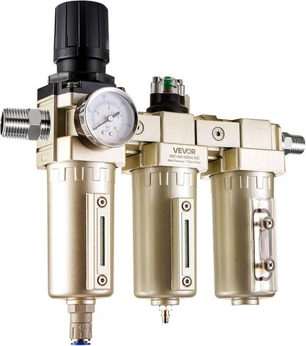 VEVOR Air Compressor Filter Regulator, 3/4" NPT 3-Stage 5μm & 0.3μm & 0.1μm Air Drying System with Micron Filters and Desiccant Dryer, Auto Drain Air Compressor Water Separator 175PSI Max Pressure in Kuwait