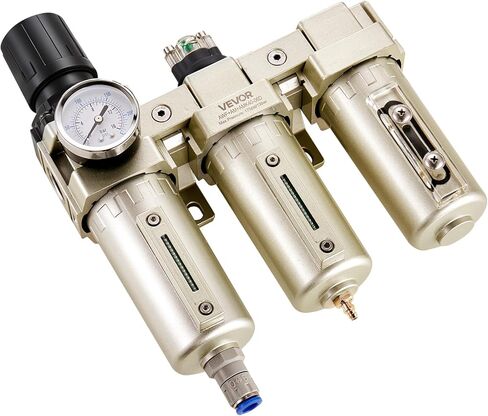 VEVOR Air Compressor Filter Regulator, 3/4" NPT 3-Stage 5μm & 0.3μm & 0.1μm Air Drying System with Micron Filters and Desiccant Dryer, Auto Drain Air Compressor Water Separator 175PSI Max Pressure in Kuwait