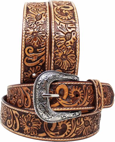 CHALLENGER Men's 1-1/2" Wide Leather Casual Jean Belt Classic Tooled in Kuwait