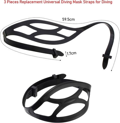 3 Pieces Replacement Universal Diving Mask Straps for Diving, Swimming, Snorkeling, Scuba - Silicone Swim Goggle Strap in Kuwait