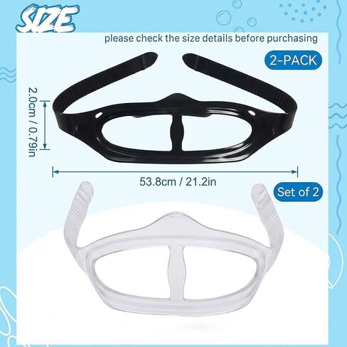 2 Pack Black and Clear Mask Straps Dive Mask Strap, Universal Scuba Mask Strap Replacement, Quick-Adjust Buckles for Diving Snorkeling Freediving, Premium Silicone Material with Secure Fit in Kuwait