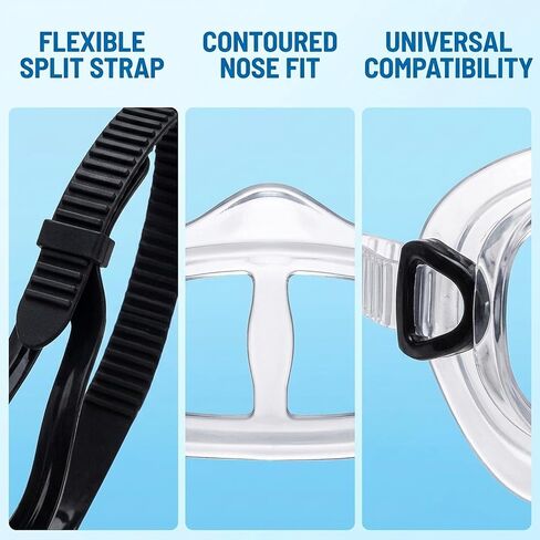 2 Pack Black and Clear Mask Straps Dive Mask Strap, Universal Scuba Mask Strap Replacement, Quick-Adjust Buckles for Diving Snorkeling Freediving, Premium Silicone Material with Secure Fit in Kuwait