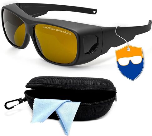 Laser Safety Glasses, OD8 Eye Protection for 190-2000nm & 1064nm, Goggles for IPL, Fiber Laser Engraving, Cutting, Welding & Lab Use with Case & Cloth in Kuwait