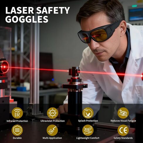 Laser Safety Glasses, OD8 Eye Protection for 190-2000nm & 1064nm, Goggles for IPL, Fiber Laser Engraving, Cutting, Welding & Lab Use with Case & Cloth in Kuwait