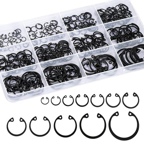 Internal Circlip Assortment Kit, Black Carbon Steel Retaining Rings for Bores, Multiple Sizes in Kuwait