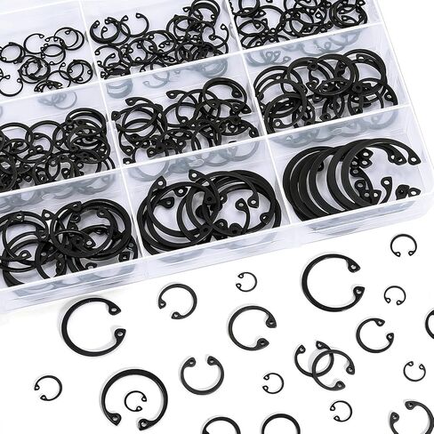 Internal Circlip Assortment Kit, Black Carbon Steel Retaining Rings for Bores, Multiple Sizes in Kuwait