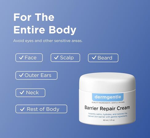 Barrier Repair Cream for Dry, Normal, or Sentitive Skin, Strengthens Barrier, Fast-Absorbing Hydration, Suitable for Dry, Seborrheic, Normal & Sensitive Skin - Dermatitis Gentle Ingredients in Kuwait