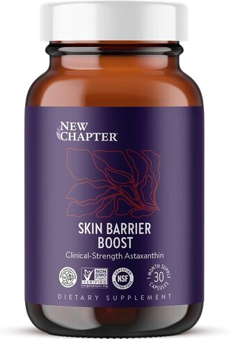 New Chapter Skin Barrier Boost – Clinical-Strength Astaxanthin for Fine Lines - Collagen Protection + Hydration - Vitamins A C E Zinc + Collagen Peptides - Visible Results in 6 Weeks - 30 Count in Kuwait