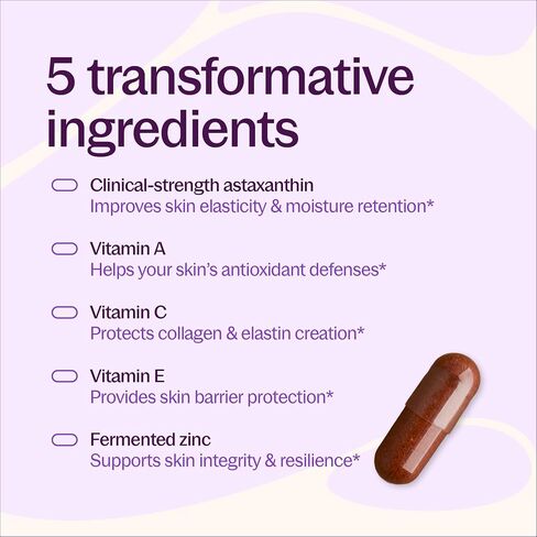 New Chapter Skin Barrier Boost – Clinical-Strength Astaxanthin for Fine Lines - Collagen Protection + Hydration - Vitamins A C E Zinc + Collagen Peptides - Visible Results in 6 Weeks - 30 Count in Kuwait