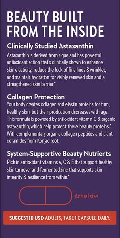 New Chapter Skin Barrier Boost – Clinical-Strength Astaxanthin for Fine Lines - Collagen Protection + Hydration - Vitamins A C E Zinc + Collagen Peptides - Visible Results in 6 Weeks - 30 Count in Kuwait