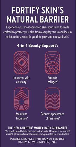 New Chapter Skin Barrier Boost – Clinical-Strength Astaxanthin for Fine Lines - Collagen Protection + Hydration - Vitamins A C E Zinc + Collagen Peptides - Visible Results in 6 Weeks - 30 Count in Kuwait