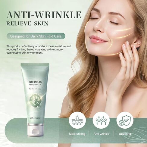 Intertrigo Cream - Skin Fold Care & Chafing Support Cream with Zinc Oxide & Undecylenic Acid, Intertrigo Barrier Cream Helps Maintain Dryness & Reduce Friction (1pc) in Kuwait