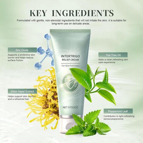 Intertrigo Cream - Skin Fold Care & Chafing Support Cream with Zinc Oxide & Undecylenic Acid, Intertrigo Barrier Cream Helps Maintain Dryness & Reduce Friction (1pc) in Kuwait