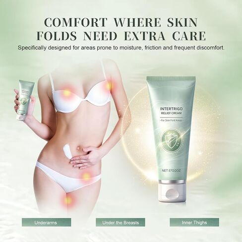 Intertrigo Cream - Skin Fold Care & Chafing Support Cream with Zinc Oxide & Undecylenic Acid, Intertrigo Barrier Cream Helps Maintain Dryness & Reduce Friction (1pc) in Kuwait