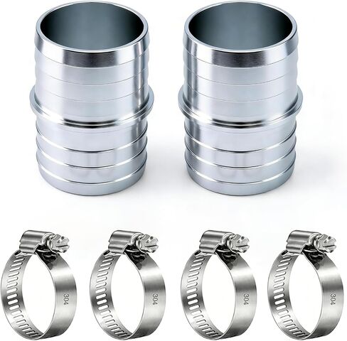 1-1/2 Inch Hose Barb Splice Coupler Repair Fitting, 2 Pack Aluminum Hose Barb Fittings 4 Clamps - Radiator Coolant Connector Fitting for Intercooler Heat Exchanger Fluid Hose Repair in Kuwait