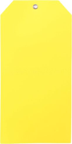 CleverDelights Large Yellow Plastic Tags - 6.25" x 3.125" - 25 Pack - Waterproof and Tear-Resistant in Kuwait