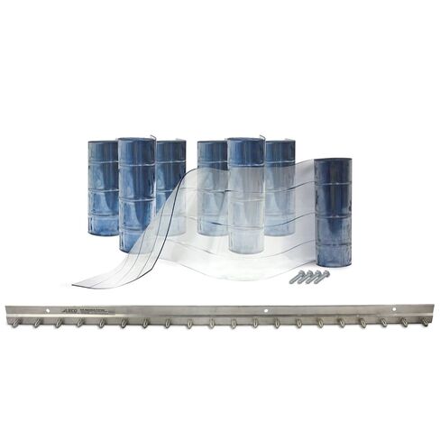 Aleco 440045 Clear-Flex II Low-Temp Reinforced Freezer Strip Door Mounting Kit with MaxBullet Aluminum Mounting Hardware, 40" Wide x 84" Height Door, Strips 8" W x 0.08" Thick in Kuwait