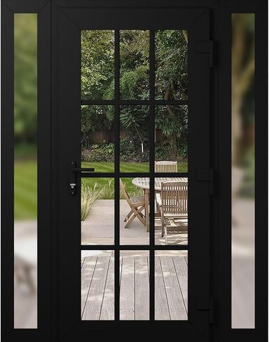 Front Exterior Prehung Metal-Plastic Door Clear Glass/MANUX 8355 Matte Black/Office Commercial and Residential Doors Entrance Patio Garage 64" x 80" Left-Hand Inswing in Kuwait