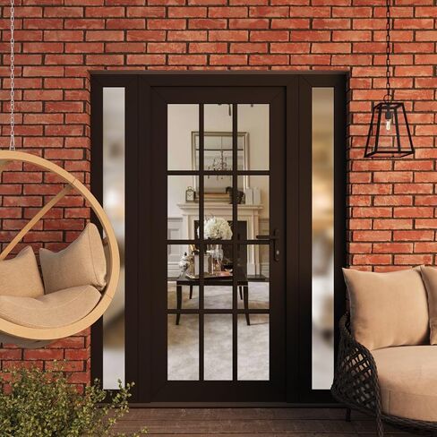 Front Exterior Prehung Metal-Plastic Door Clear Glass/MANUX 8355 Matte Black/Office Commercial and Residential Doors Entrance Patio Garage 64" x 80" Left-Hand Inswing in Kuwait