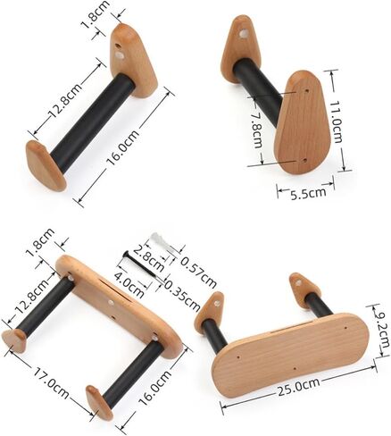 Wall Mount Guitar Hanger for Acoustic Guitar and Zhongruan, Split Design with Angled Suspension, Beech Wood and Iron Construction, Versatile Compatibility, for Home Decor in Kuwait
