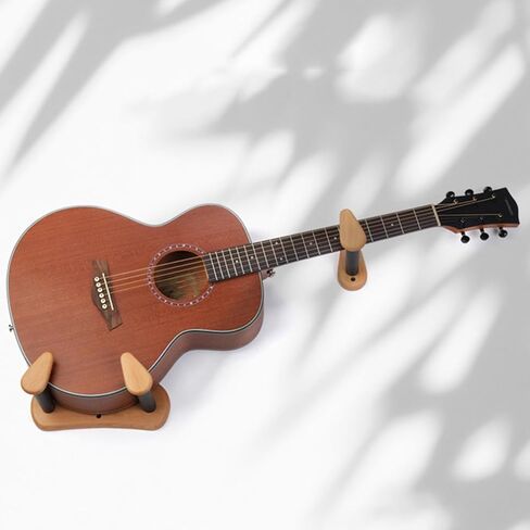 Wall Mount Guitar Hanger for Acoustic Guitar and Zhongruan, Split Design with Angled Suspension, Beech Wood and Iron Construction, Versatile Compatibility, for Home Decor in Kuwait