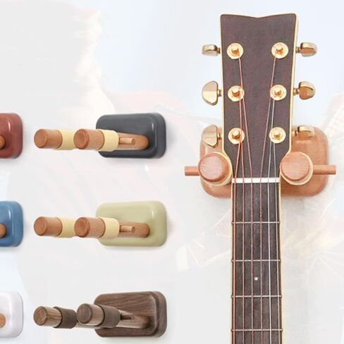 Beige Wood Guitar Wall Mount Hanger with Split Design for Space Efficiency, Sturdy Guitar Holder Wall Hook for Stringed Instruments, for Personal Use and Home Decoration in Kuwait