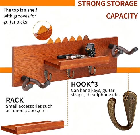 Multipurpose Instrument Wall Hook Wood Construction Soft Padding Guitar Stand for Holds Guitars Ukuleles Securely Wooden Guitar Hook in Kuwait