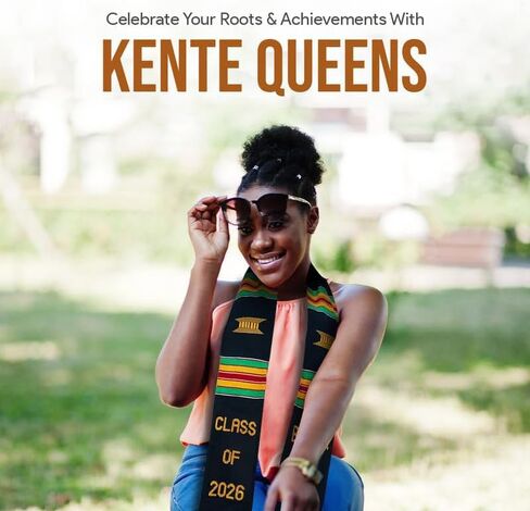Black Girl Magic Kente Graduation Stole 2025 | Authentic African Art Kente Stole | Bold Patterns and Vibrant Colors 72"x4.5" in Kuwait