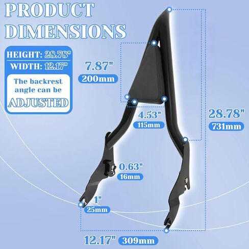 HECASA Detachable Backrest Sissy Bar Compatible with 2009-2024 Harley Touring Models Street Road Electra Glide Road King CVO Ultra Limited Low Back Rest Luggage Rack (22 Inches Black) in Kuwait