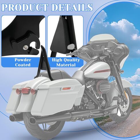 HECASA Detachable Backrest Sissy Bar Compatible with 2009-2024 Harley Touring Models Street Road Electra Glide Road King CVO Ultra Limited Low Back Rest Luggage Rack (22 Inches Black) in Kuwait
