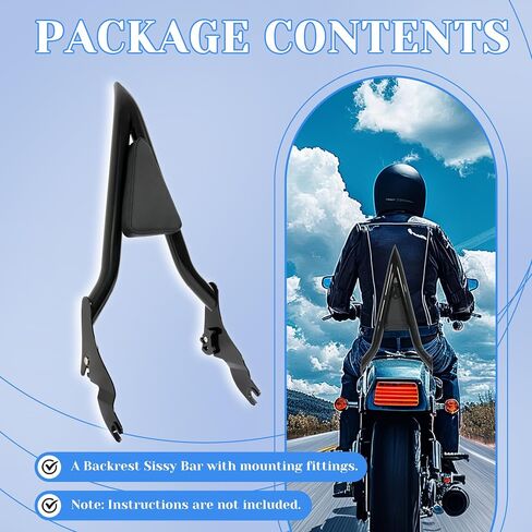 HECASA Detachable Backrest Sissy Bar Compatible with 2009-2024 Harley Touring Models Street Road Electra Glide Road King CVO Ultra Limited Low Back Rest Luggage Rack (22 Inches Black) in Kuwait
