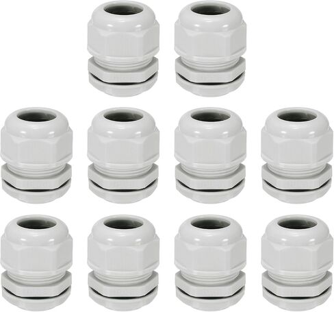 MECCANIXITY 10 Pcs M32x1.5" Cable Glands Adjustable 18-25mm PA6 Nylon IP68 Waterproof Connectors with Seals Anti-Corrosion for Industrial/Outdoor Electrical Systems (White) in Kuwait