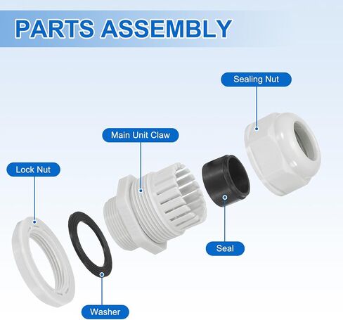 MECCANIXITY 10 Pcs M32x1.5" Cable Glands Adjustable 18-25mm PA6 Nylon IP68 Waterproof Connectors with Seals Anti-Corrosion for Industrial/Outdoor Electrical Systems (White) in Kuwait