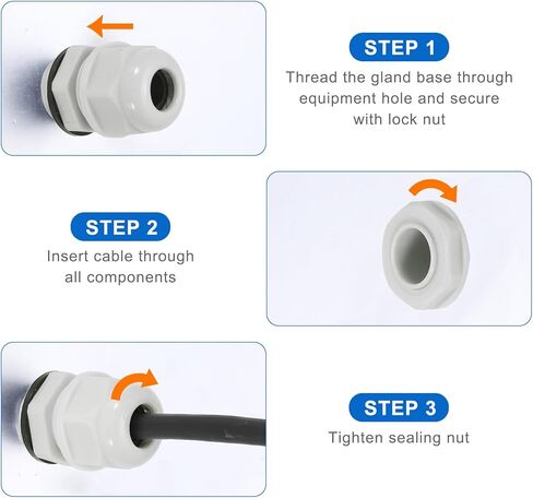 MECCANIXITY 10 Pcs M32x1.5" Cable Glands Adjustable 18-25mm PA6 Nylon IP68 Waterproof Connectors with Seals Anti-Corrosion for Industrial/Outdoor Electrical Systems (White) in Kuwait