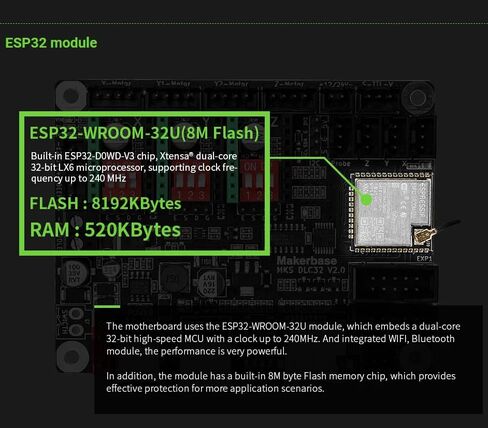 Makerbase MKS DLC32 V2.1 وحدة تحكم غير متصلة بالإنترنت 32 بت ESP32 WiFi GRBL TFT شاشة تعمل باللمس لآلة النقش بالليزر لسطح المكتب (TYPE-14) in Kuwait