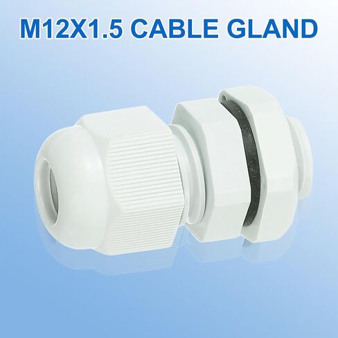 MECCANIXITY 8 قطع M12 كابل غدة، فتحة سلك 3-6.5 مم وصلة نايلون مقاومة للماء لتثبيت الكابلات والأسلاك والإصلاح واستبدال الغدة والأجهزة الكهربائية، أبيض in Kuwait