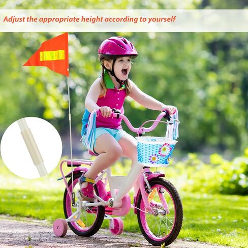 3 Sets 6ft Bike Flags with Pole for Safety Adjustable Bicycle Safety Flag Orange High Visibility Heavy Duty Fiberglass Pole Full Color Tear-resistant Waterproof Bike Flag for Outdoor Cycling in Kuwait