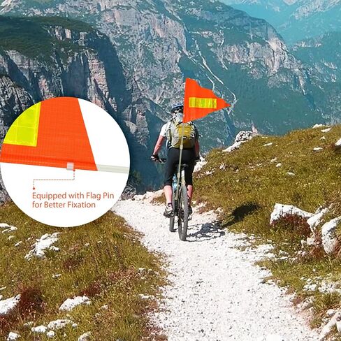 3 Sets 6ft Bike Flags with Pole for Safety Adjustable Bicycle Safety Flag Orange High Visibility Heavy Duty Fiberglass Pole Full Color Tear-resistant Waterproof Bike Flag for Outdoor Cycling in Kuwait