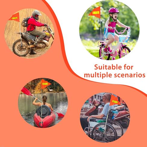 3 Sets 6ft Bike Flags with Pole for Safety Adjustable Bicycle Safety Flag Orange High Visibility Heavy Duty Fiberglass Pole Full Color Tear-resistant Waterproof Bike Flag for Outdoor Cycling in Kuwait