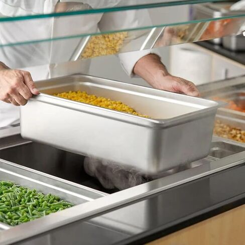Soro Essentials- Full Size 6" Deep Stainless Steel Steam Table Pan 22 Gauge- Flat Edge Anti Jam Steam Pans Food Pan Commercial Food Pan for Hotel Party Buffet Catering Supplies in Kuwait