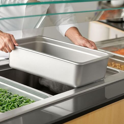 Soro Essentials- Full Size 6" Deep Stainless Steel Steam Table Pan 22 Gauge- Flat Edge Anti Jam Steam Pans Food Pan Commercial Food Pan for Hotel Party Buffet Catering Supplies in Kuwait